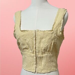 Elegant Cream Yellow Textured Women's Top
